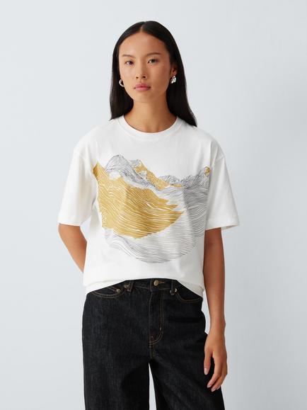 John Lewis Made by Care Peter Dyer 'Quiet Transformation' Pure Cotton T-Shirt, White/Multi, White