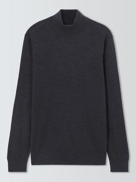 John Lewis Wool Rich Turtle Neck Jumper, Charcoal, Charcoal