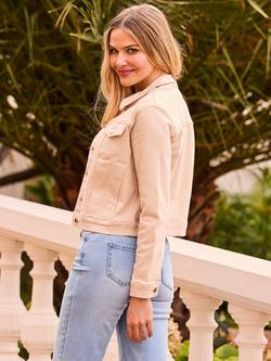 Sosandar Denim Jacket, Ecru - view 2, Ecru