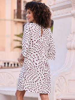 Sosandar Spotted Dress, Chocolate Brown - view 2, Chocolate Brown