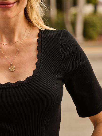 Sosandar Ribbed Top, Black - view 2, Black