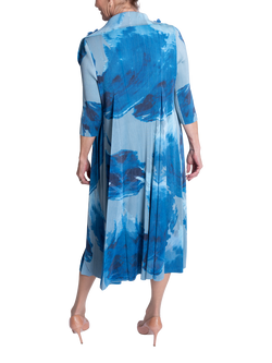 chesca Splash Mock Jacket Shift Dress, Cobalt/Grey - view 2, Cobalt/Grey