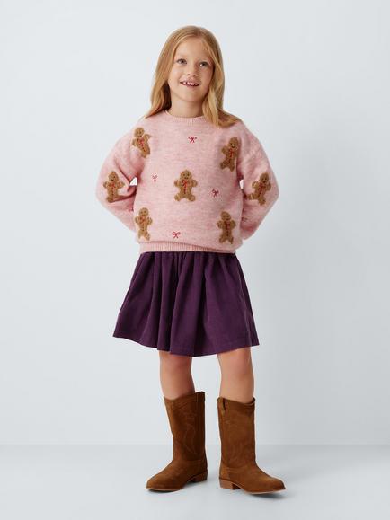 John Lewis Kids' Gingerbread Jumper, Pink - view 2, Pink