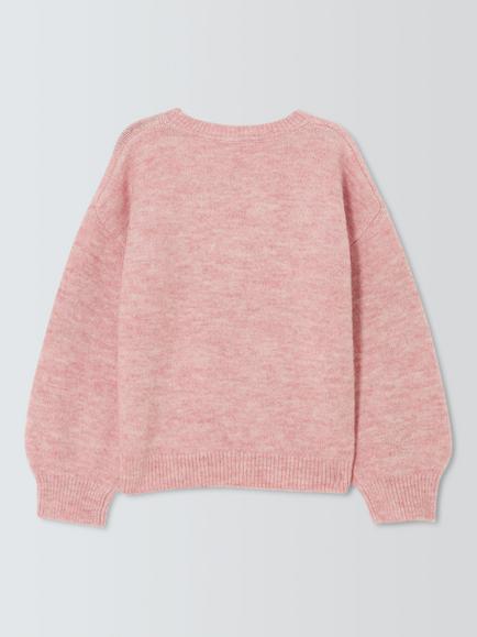 John Lewis Kids' Gingerbread Jumper, Pink - view 2, Pink