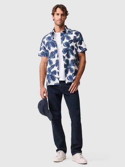 Rodd & Gunn Hamilton Bay Short Sleeve Cotton Blend Shirt, Ink - view 2, Ink