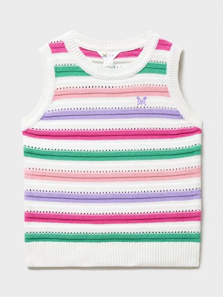 Crew Clothing Kids' Cotton Stripe Tank, Multi White, Multi White