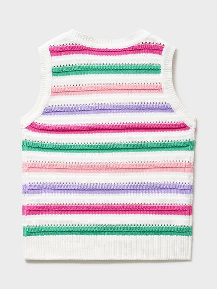 Crew Clothing Kids' Cotton Stripe Tank, Multi White - view 2, Multi White