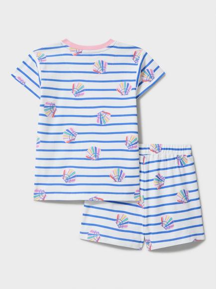 Crew Clothing Kids' Cotton Shell Print Short Pyjama Set, Multi White - view 2, Multi White