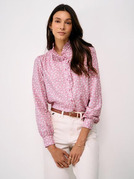 Crew Clothing Floral Blouse, Pastel Pink, Pastel Pink