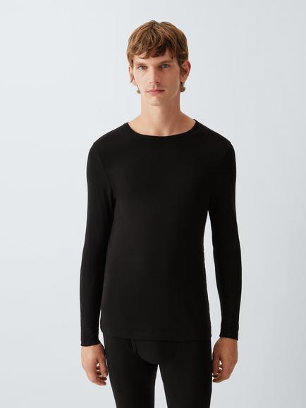 John Lewis Long Sleeve Thermal T-Shirt, Black Black