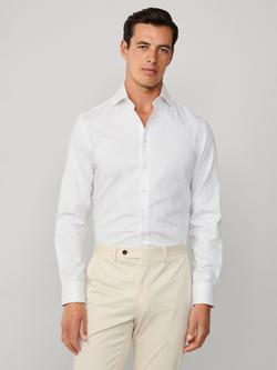 Hackett London Tailored Fit Herringbone Cotton Shirt, Optic White, Optic White