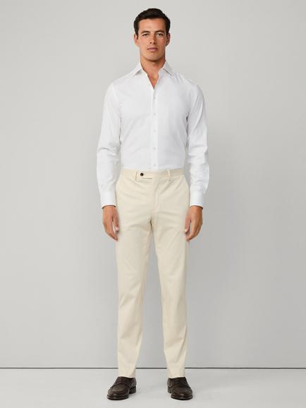 Hackett London Tailored Fit Herringbone Cotton Shirt, Optic White - view 2, Optic White