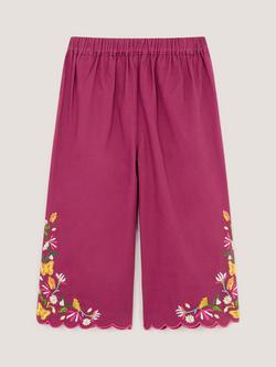 Monsoon Kids' Floral Twill Trousers, Magenta - view 2, Magenta