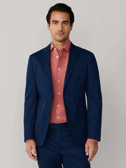 Hackett London Shirt Jacket Block Single Breasted Cotton Blend Blazer, Eton Blue, Eton Blue