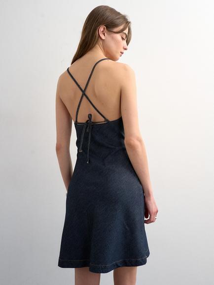 Topshop Cami Mini Swing Dress, Blue - view 2, Mblue