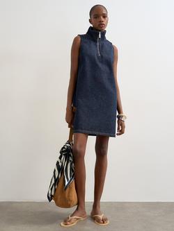 Topshop Cotton Pinafore Mini Dress, Dark Blue, Dark Blue