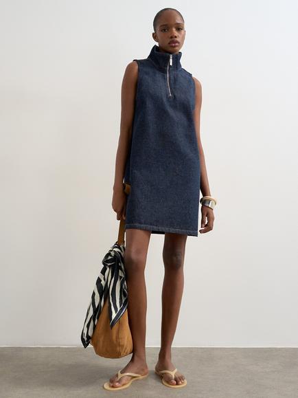 Topshop Cotton Pinafore Mini Dress, Dark Blue, Dark Blue