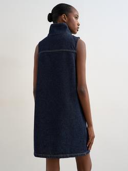 Topshop Cotton Pinafore Mini Dress, Dark Blue - view 2, Dark Blue