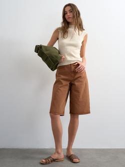 Topshop Cap Sleeve Knit Sheer Mix Top, Ivory, Ivory