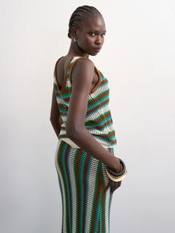 Topshop Crochet Stripe Co-Ord Vest, Multi - view 2, Multi