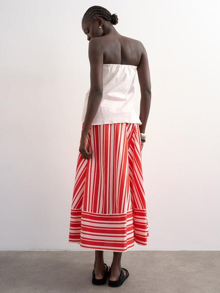 Topshop Striped Cotton Maxi Skirt, Multi - view 2, Multi