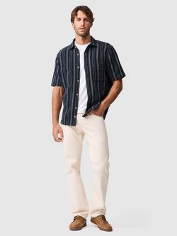Rodd & Gunn Harley Stripe Short Sleeve Cotton Blend Shirt, Midnight - view 2, Midnight