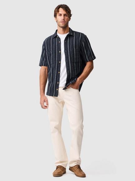 Rodd & Gunn Harley Stripe Short Sleeve Cotton Blend Shirt, Midnight - view 2, Midnight