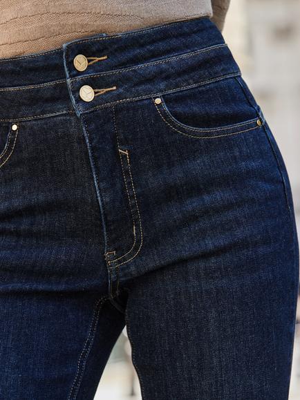 Sosandar Classic Slim Cut Jeans, Dark Blue - view 2, Dark Blue