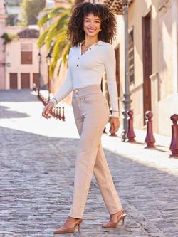 Sosandar Straight Jeans, Ecru - view 2, Ecru