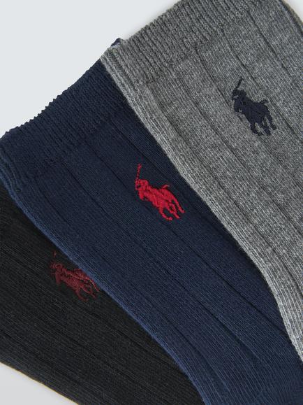 Ralph Lauren Kids' Cotton Blend Crew Socks, Pack of 3, Navy Assorted - view 2, Navy Assorted