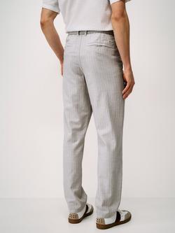 Crew Clothing Stripe Cotton Linen Blend Trousers - view 2, Stone