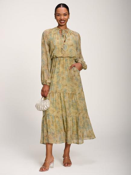 Jolie Moi Printed Dress, Green, Green Multi