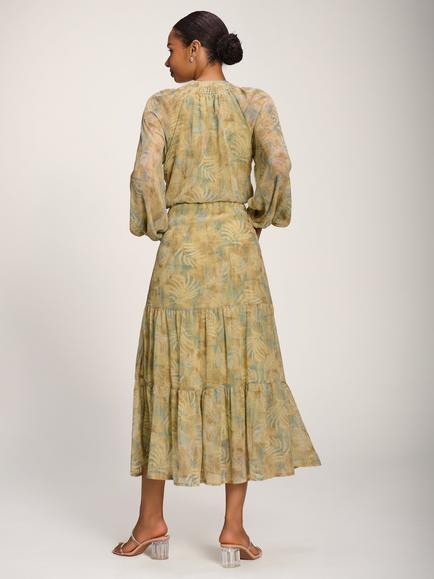 Jolie Moi Printed Dress, Green - view 2, Green Multi