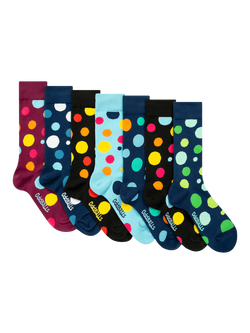 OddBalls Polka Dot Cotton Blend Socks, Pack of 7, Multi, Multi