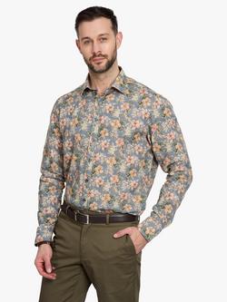 Simon Carter Vintage Floral Print Linen Shirt, Blue Denim, Blue Denim