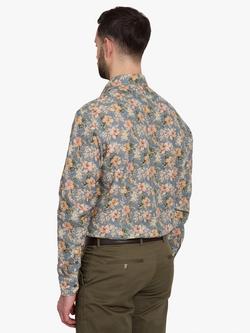 Simon Carter Vintage Floral Print Linen Shirt, Blue Denim - view 2, Blue Denim