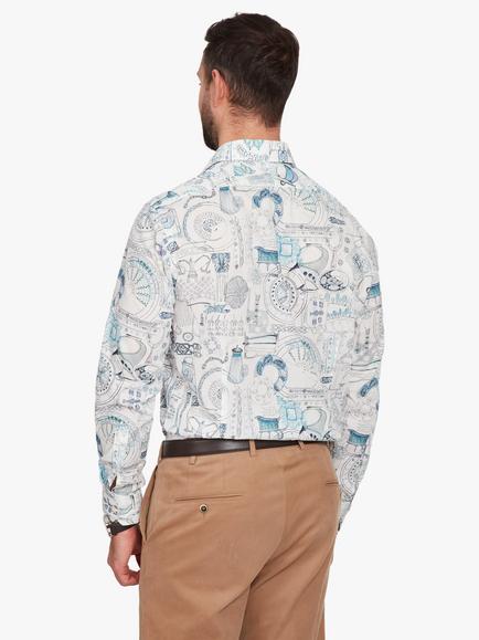 Simon Carter Liberty Print Sketches Shirt, White/Multi - view 2, White/Multi