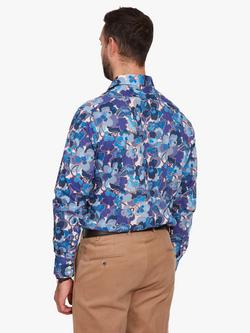 Simon Carter Prosp Flower Tailored Fit Cotton Shirt, Blue/Multi - view 2, Blue/Multi