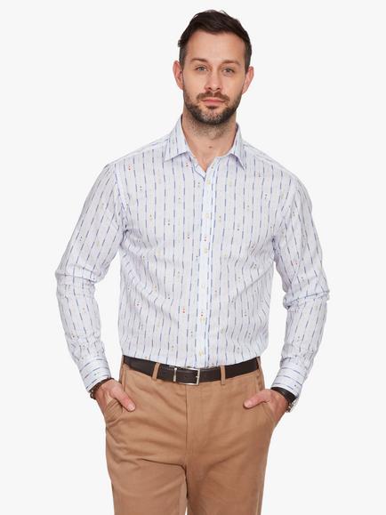 Simon Carter Swimming Lane Print Cotton Shirt, White, White