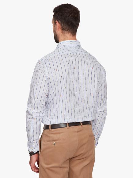 Simon Carter Swimming Lane Print Cotton Shirt, White - view 2, White
