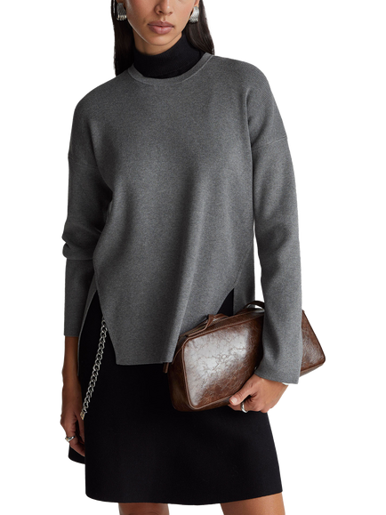 Benetton Relaxed Dropped Shoulder Jumper, Grey, Grey