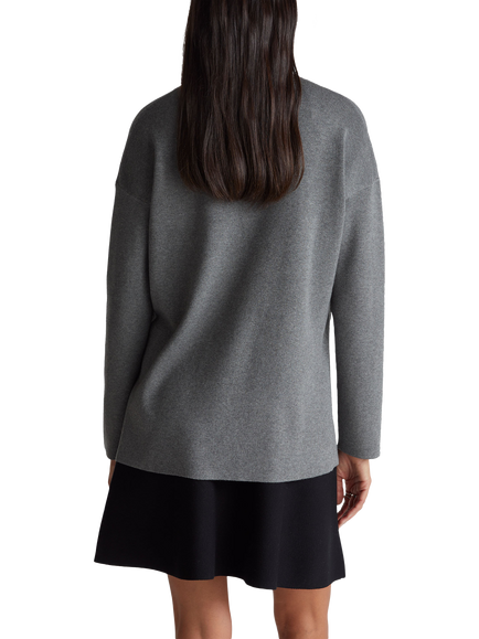 Benetton Relaxed Dropped Shoulder Jumper, Grey - view 2, Grey
