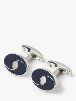 Simon Carter Oval Cufflinks, Navy, Navy