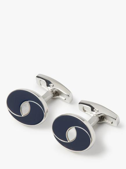 Simon Carter Oval Cufflinks, Navy, Navy