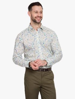 Simon Carter Archway Floral Cotton Shirt, Blue/Cream, Blue/Cream