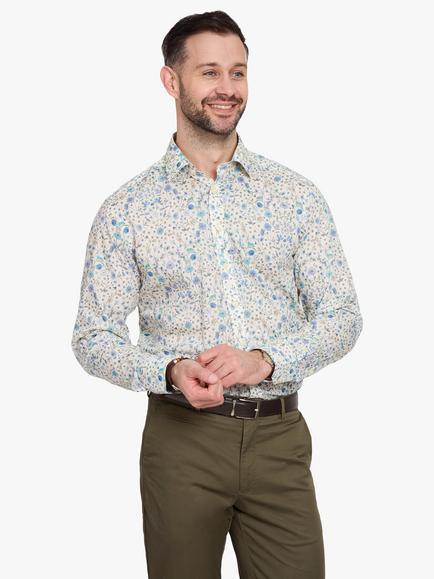 Simon Carter Liberty Print Archway Shirt, Blue/Cream, Blue/Cream