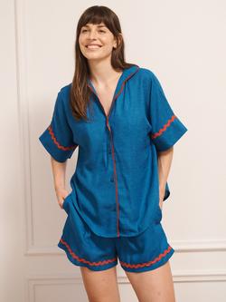 Their Nibs Button Through Short Pyjama Set, Cobalt, Cobalt