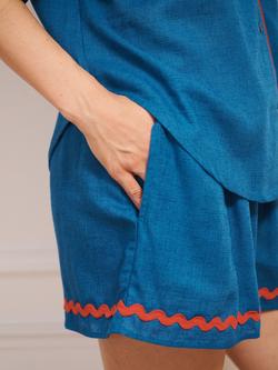 Their Nibs Button Through Short Pyjama Set, Cobalt - view 2, Cobalt