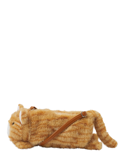 Angels by Accessorize Kids' Furry Cat Crossbody Bag, Orange, Orange
