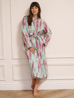 Their Nibs Floral Print Cotton Robe, Duck Egg, Duck Egg